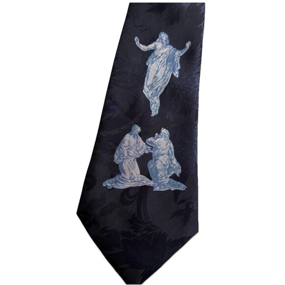 A Rogers Men's SHORT Necktie Jesus Appears to Disciples Christian Religious Blue - Picture 2 of 5